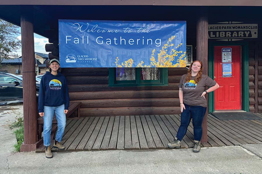 We kicked off the weekend on Friday night, gathering at the East Glacier Community Hall. Sam Hamilton, a Big Sky Watershed Corps Member working for GTMA, and Mackenzie Sachs, East Glacier local and awesome volunteer, helped to set up the event and welcome guests!