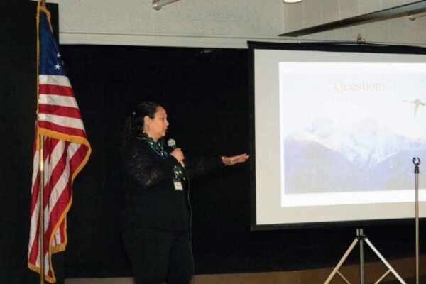 Whisper Camel-Means from Confederated Salish Kootenai Tribes gave an inspiring talk about her work on wildlife crossing structures on the Flathead Reservation and beyond. The Flathead Reservation is a powerful model for the potential mitigation efforts that could be put in place on Highway 2 from Columbia Falls to East Glacier.